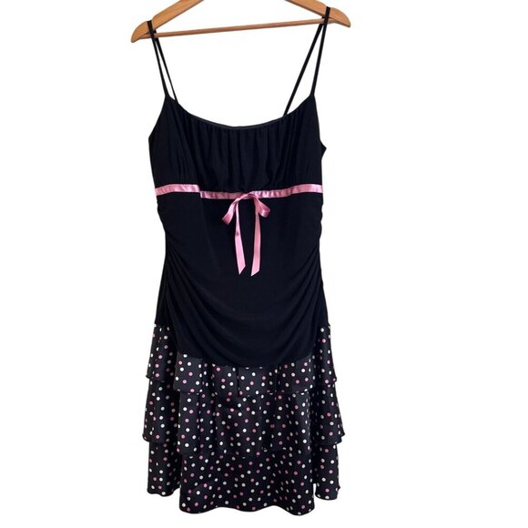 Vintage Y2K Taboo Women Dress Size 1X Polka Dot Bow Retro Coquette Pinup Party - Picture 2 of 12